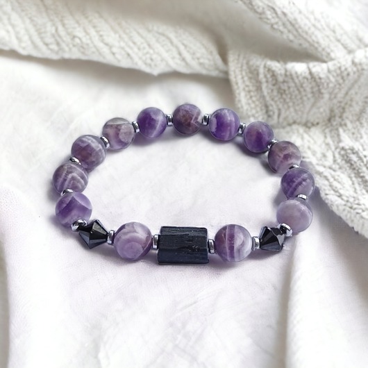 bransoletki z kamieni naturalnych Harmonia & ochrona : ametyst & turmalin