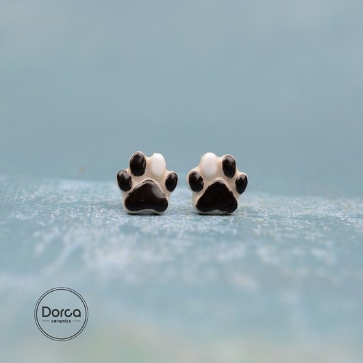 kolczyki ceramiczne Łapki- mini ceramiczne kolczyki
