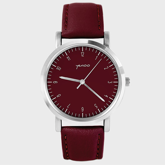 Zegarek - Simple Elegance - wino, skórzany yenoo