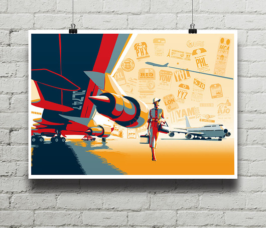 Fly with me - vintage plakat  minimalmill