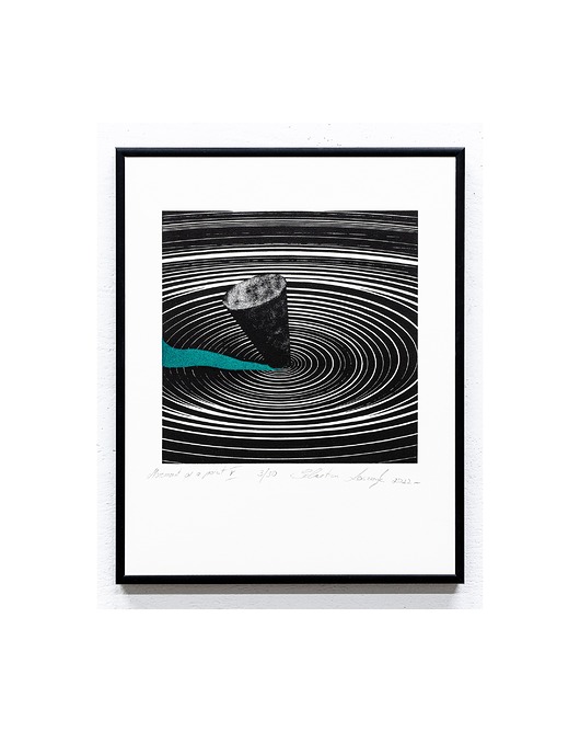 grafiki i ilustracje Grafika linoryt  pt. ,,Movement of a point V''      Sebastian Laszczyk