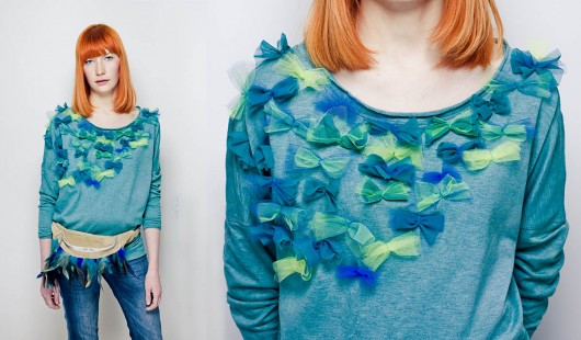 Bluza z kokardkami niebieska zielona  Benni