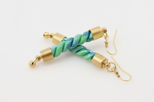 Nautical,- złote kolczyki, zieleń seledynowa XXXFruit Bijoux
