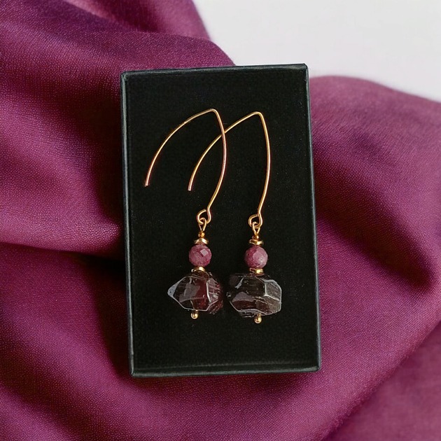 kolczyki z kamieniami Kolczyki RUBIN i GRANAT - bardzo efektowne