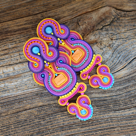 kolczyki soutache Orientalne kolczyki sutasz