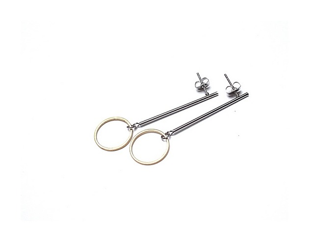 kolczyki srebrne Stick /ring silver and gold/  alloys collection