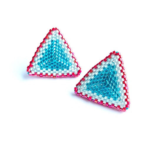 kolczyki szklane Kolczyki Trójkątne Sztyfty "Kolorowa Laguna"