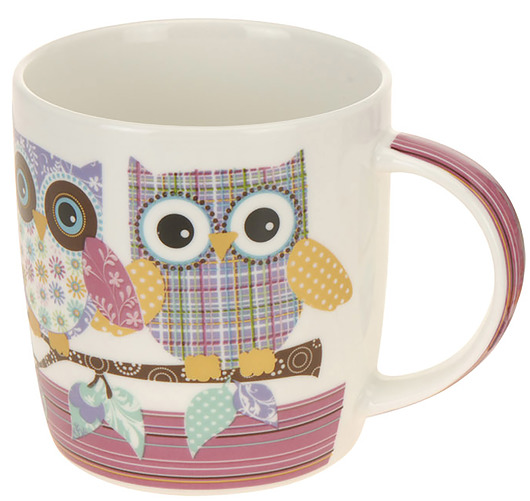 Kubek porcelanowy z sowami różowy MIA home