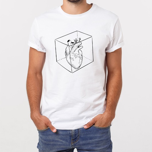 t-shirty męskie Koszulka biała  męska Serce