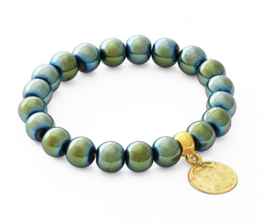 Green hematite with coin pendant. Lavoga