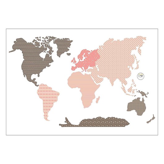 naklejki ścienne do pokoju dziecka Naklejka World Map Pink 155x88cm