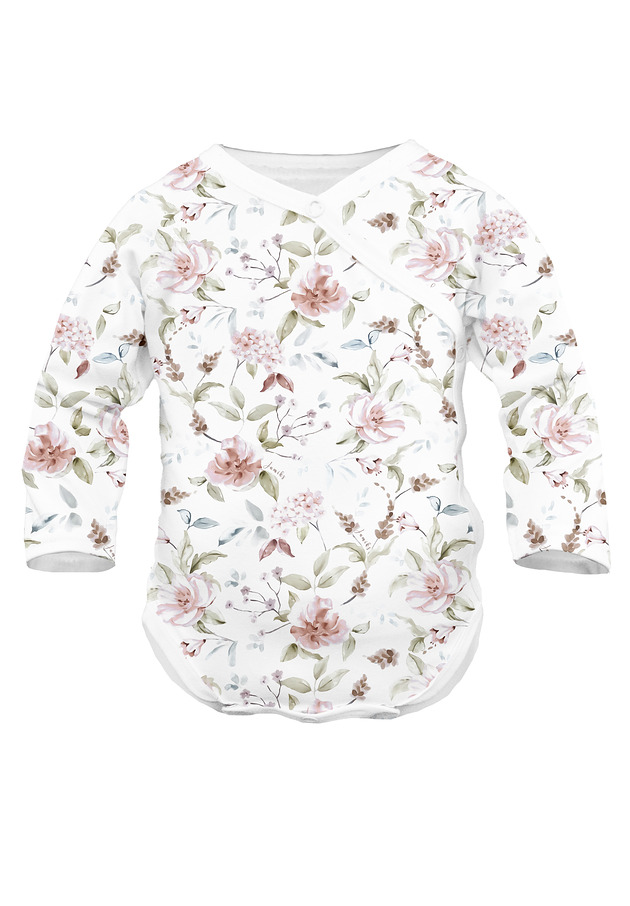 body i śpiochy niemowlęce Niemowlęce body SARI organic z długim rękawem azalea