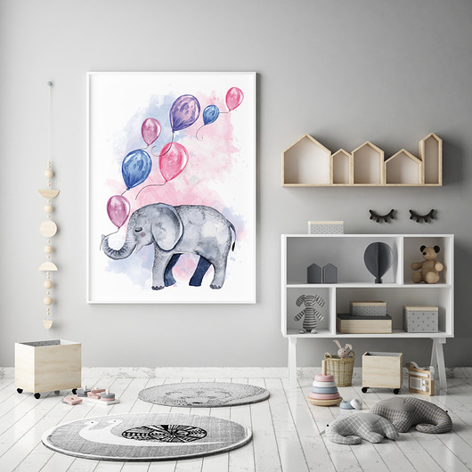 Słonik balony - plakat do pokoju dziecka HOG STUDIO