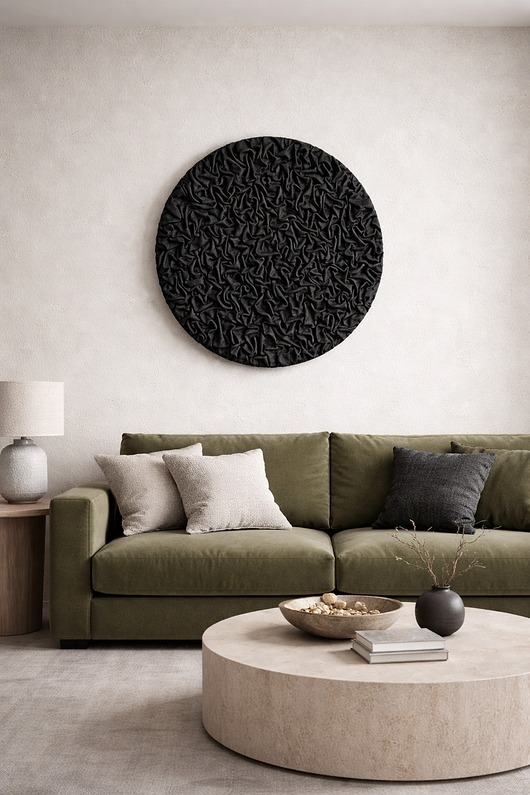 obrazy Okrągły czarny obraz strukturalny