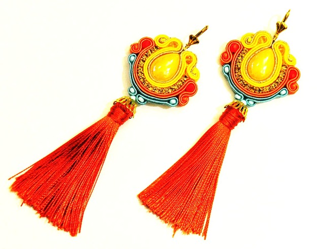 kolczyki soutache Sutaszowe kolczyki ORANGE