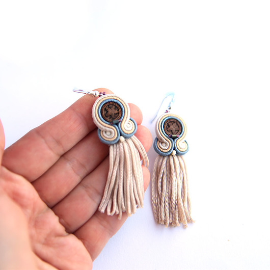 kolczyki soutache Vira S - kolczyki etno, srebro