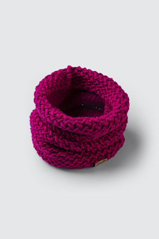 szale damskie Komin z wełny merynosa handmade FUKSJA