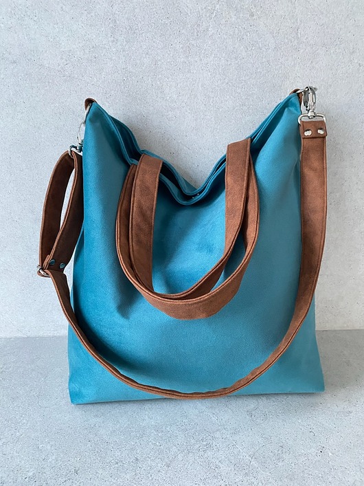 torby na ramię Torba na ramię XL - turkus, koniak