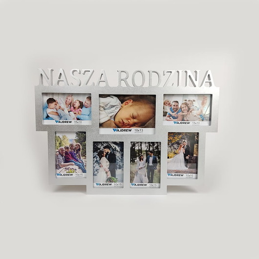 ramki na zdjęcia Multirama ramka na zdjęcia z napisem  Nasza Rodzina 7 zdjęć 10x15 i 13x18