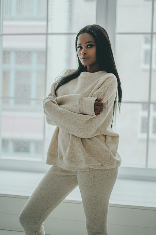 bluza bez kaptura damska Oh sweatshirt beige konopia