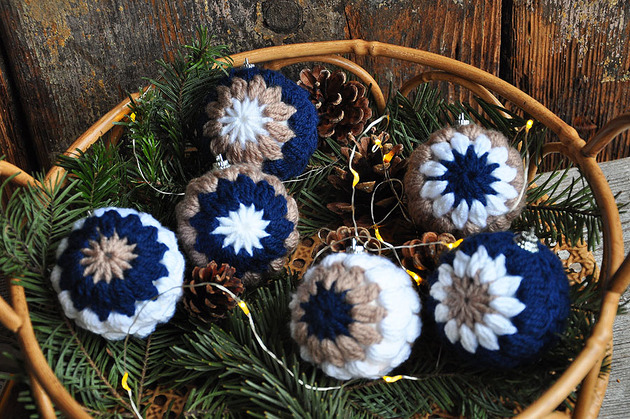 ozdoby choinkowe Szydełkowe bombki 6szt