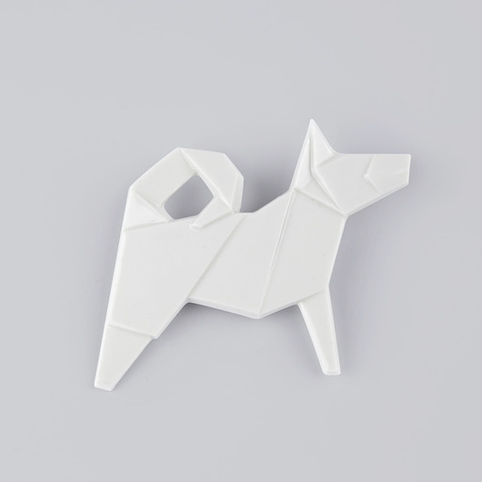 broszki Broszka Porcelanowa Origami Pies Biała