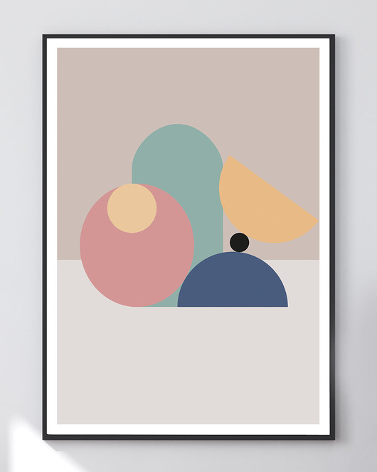 Plakat nowoczesny 'Pastelowa geometria' Szare Kropki