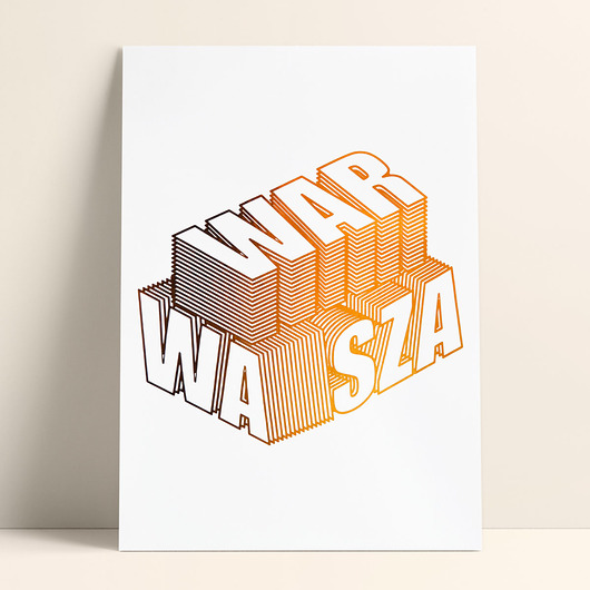 Plakat złocony - WAR SZA WA obrysy PADE SPACE