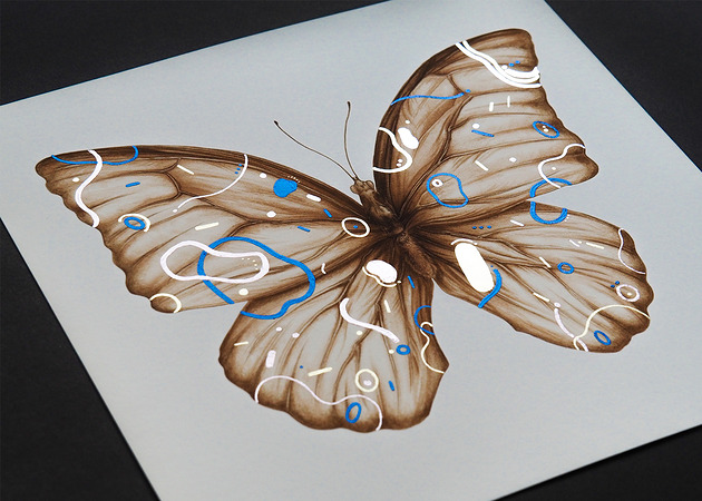 grafiki i ilustracje Motyl geometryczny - beżowy