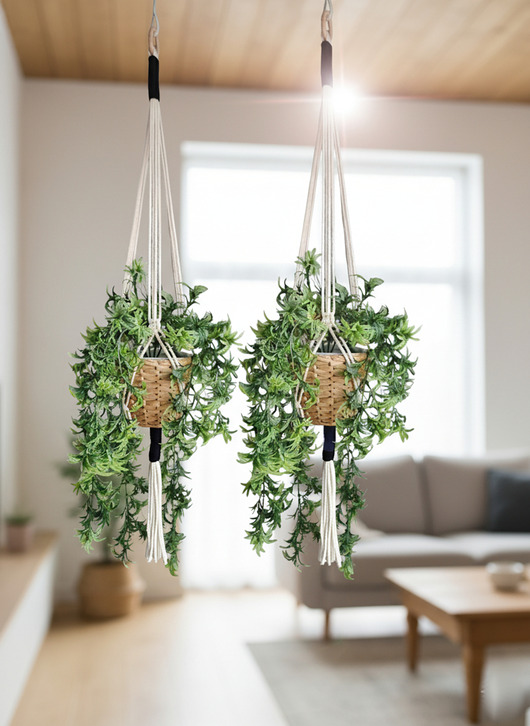 kwietniki Kwietniki makrama ze sznurka rękodzieło na prezent 2 sztuki