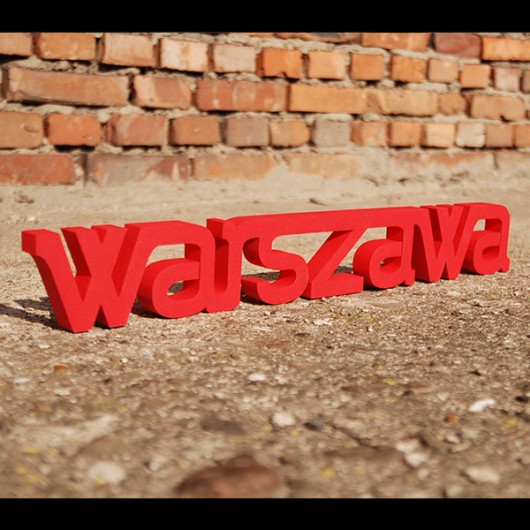 Warszawa - czerwony napis 3D, rozmiar 90x12cm Ledon