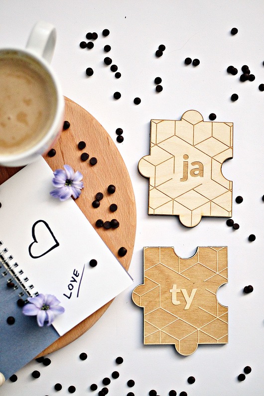 Drewniane podkładki PUZZLE z grawerem Wodle