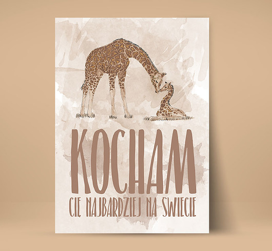 Plakat ręcznie malowany zebra KOCHAM dla dziecka Bajkowe Obrazki