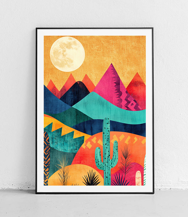 plakaty Plakat Złote góry i kaktusy