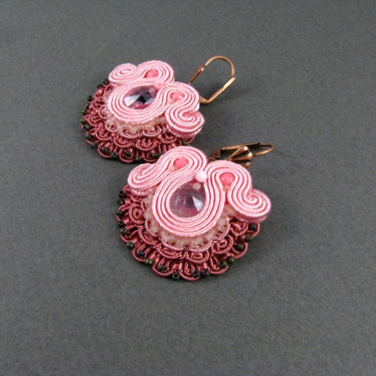 Folk soutache - pudrowy róż PiLLow Design