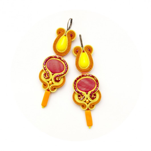 Duże kolczyki soutache - pomarańcza i żółty  maanuela