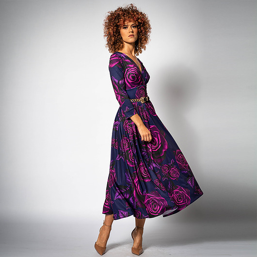 sukienki midi damskie Amelia Magic Rose - koktajlowa sukienka