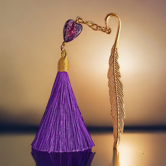 zakładki do książek Zakładka PREMIUM : serce : jaspis cesarski : fiolet