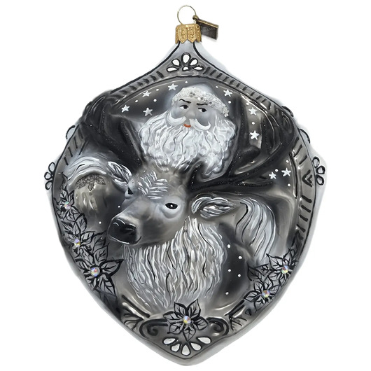 bombki Kolekcjonerska ozdoba świąteczna ręcznie malowana czarno-biały medalion