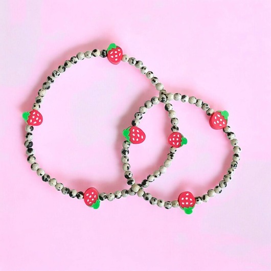 bransoletki z kamieni naturalnych RAZEM TANIEJ! truskawkowe bransoletki : na rękę i na nogę : jaspis