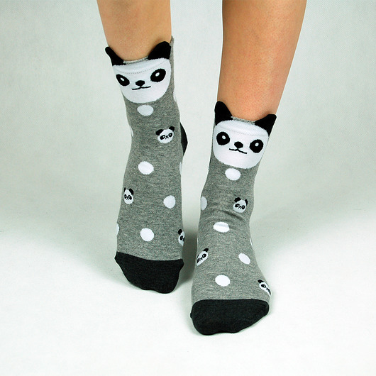 Skarpetki w kropki z pandą. Uszka 3D! CandySox