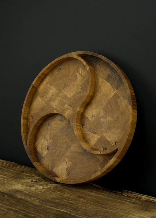 deski do krojenia i tace Okrągła drewniana taca na przekąski ręcznie robiona, taca sztorcowa