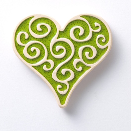 magnesy Ceramiczny magnes serce od serca, jasnozielony, w pudełku