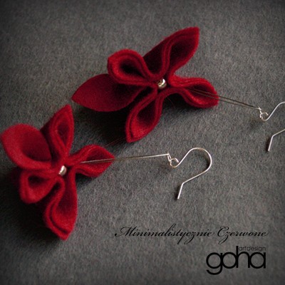 Minimalistycznie Czerwone Biżuteria Autorska FlowerFelt Design