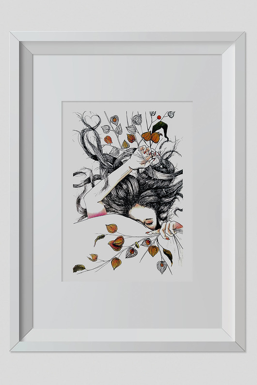 Rysunek Miechunka Grafika 40x30cm + biała rama ŁUKASZ KROKOSZ ART