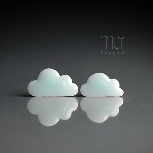 kolczyki ceramiczne Cumulusy /stal chirurgiczna/