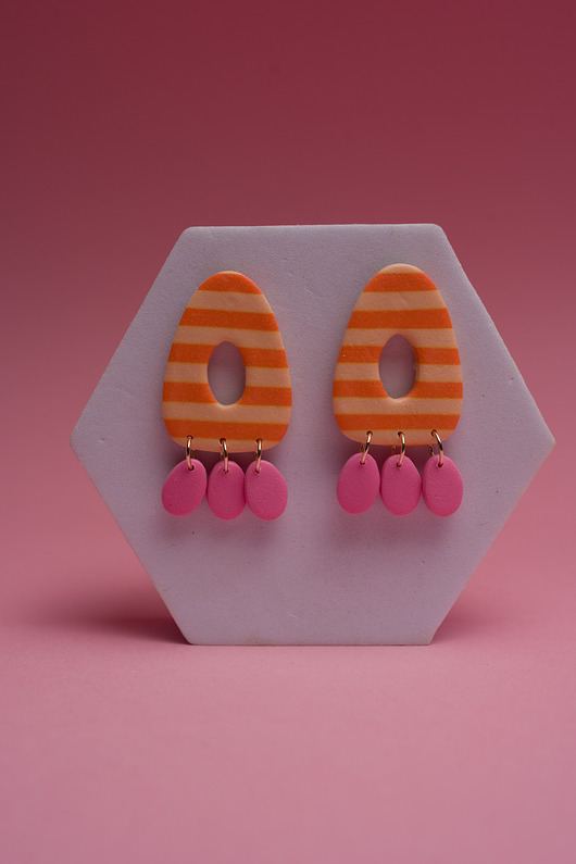 kolczyki z masy plastycznej Kolorowe sztyfty Valentina w paski