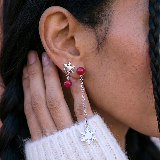 kolczyki szklane Świąteczne jarzębiny