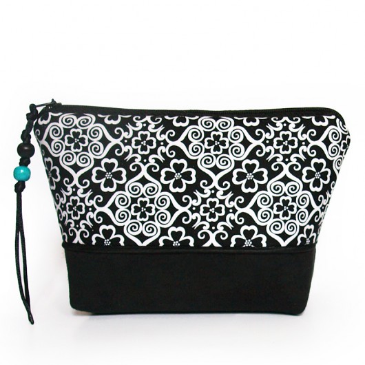 kosmetyczka - black&white - kwiaty i ornamenty S MOONAXA