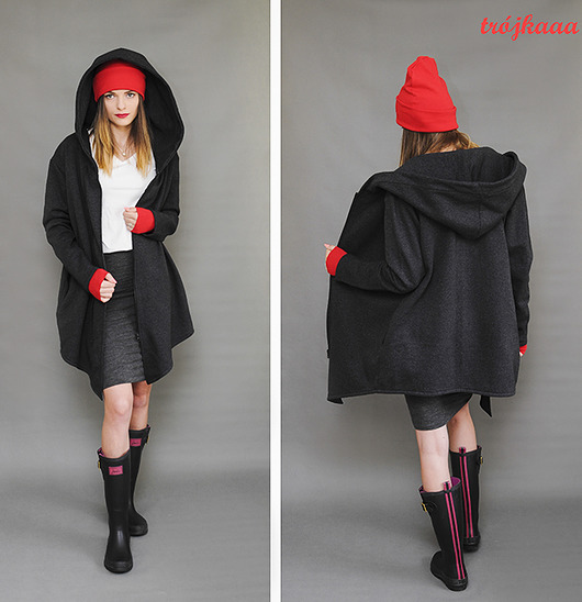 Płaszcz wdzianko bluza oversize hoodie 3 for U
